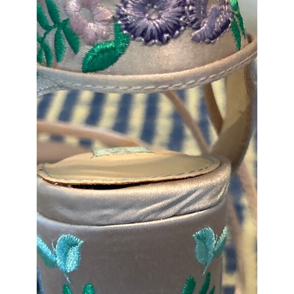 Betsey Johnson Viven Floral Embroidered Strappy Heels - Picture 7 of 7